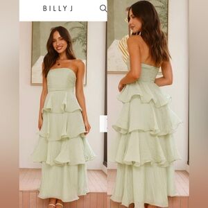 Elegant Strapless Green Dress